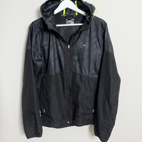 🖤 Under Armour Men's Black Windbreaker Jacket Track Running w/ Hood | Size SM - Picture 1 of 8